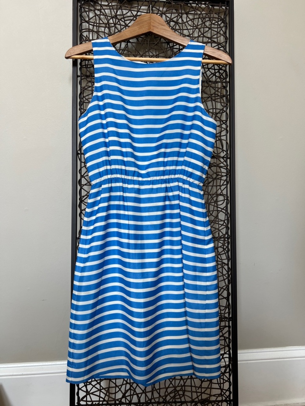 J. Crew Blue White Striped Mini Dress Elastic Waist Women 2
